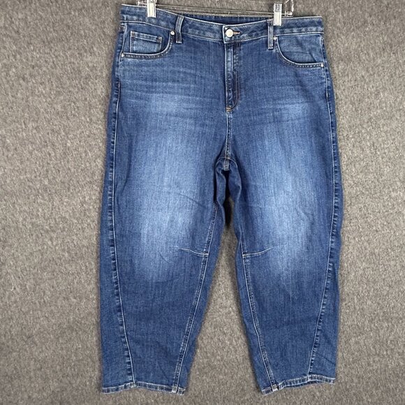 Chicos Jeans Womens 2.5R/Size 14R Blue Stretch Denim Straight Leg Cropped Length - Picture 1 of 13